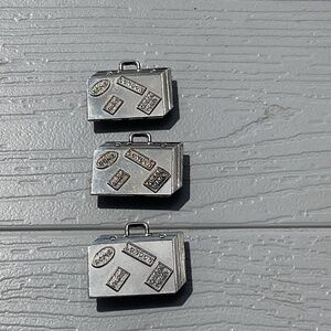 Silvertone Button Covers Suitcase design Travel Set of 3 vintage